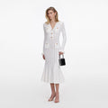 White Pointelle Knit Midi Dress