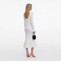 White Pointelle Knit Midi Dress