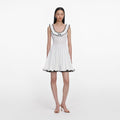 White Contrast Trim Knit Mini Dress
