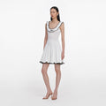 White Contrast Trim Knit Mini Dress