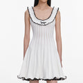 White Contrast Trim Knit Mini Dress