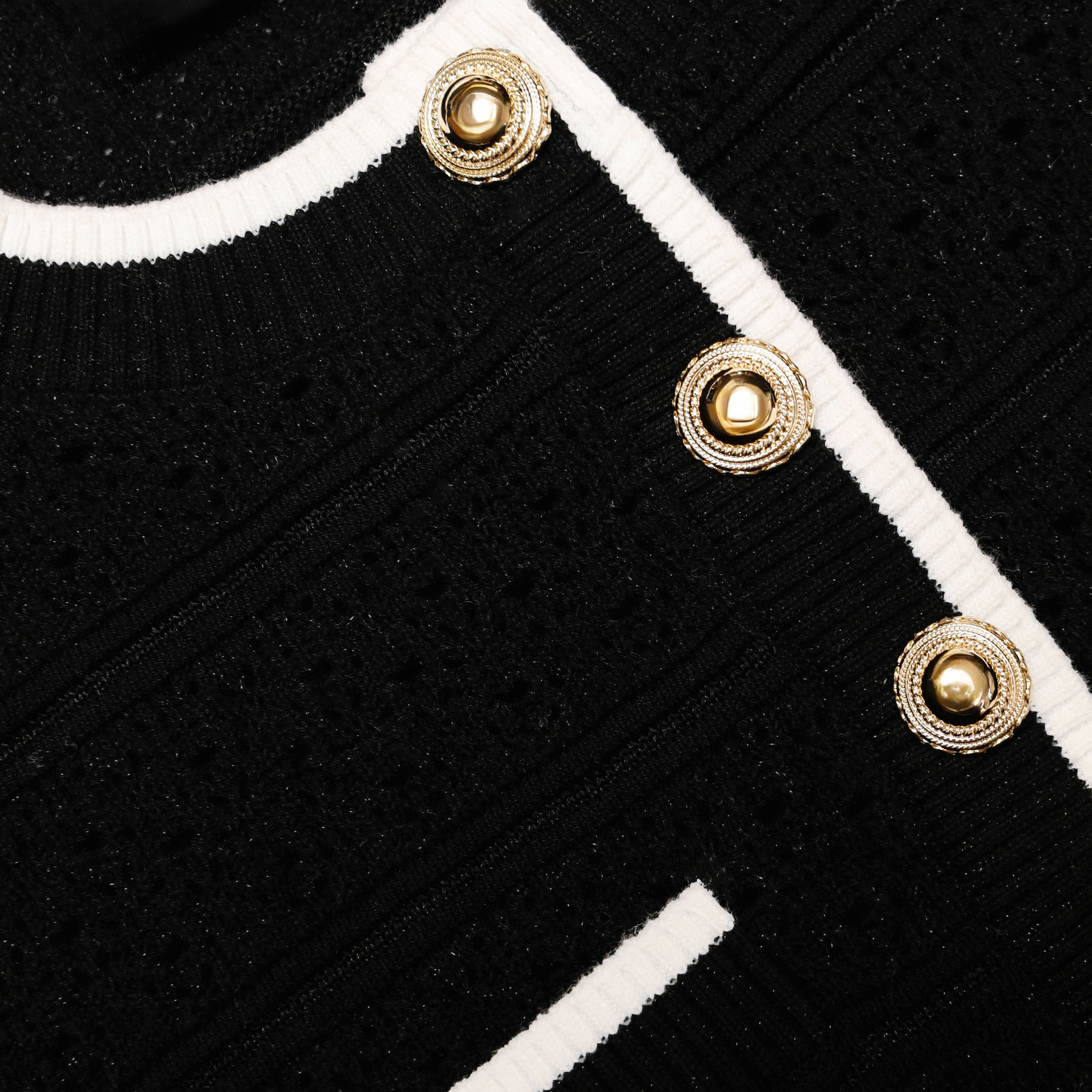Black Pointelle Knit Top