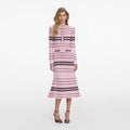 Pink Stripe Knit Midi Dress