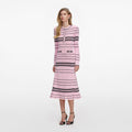 Pink Stripe Knit Midi Dress