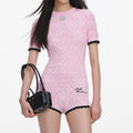 Pink Pointelle Knit Playsuit