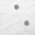 White Pointelle Diamante Cardigan