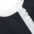 Grey Tailored Cotton Frill Mini Dress