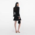 Black Lace Trim Knit Mini Dress