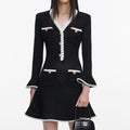 Black Lace Trim Knit Mini Dress