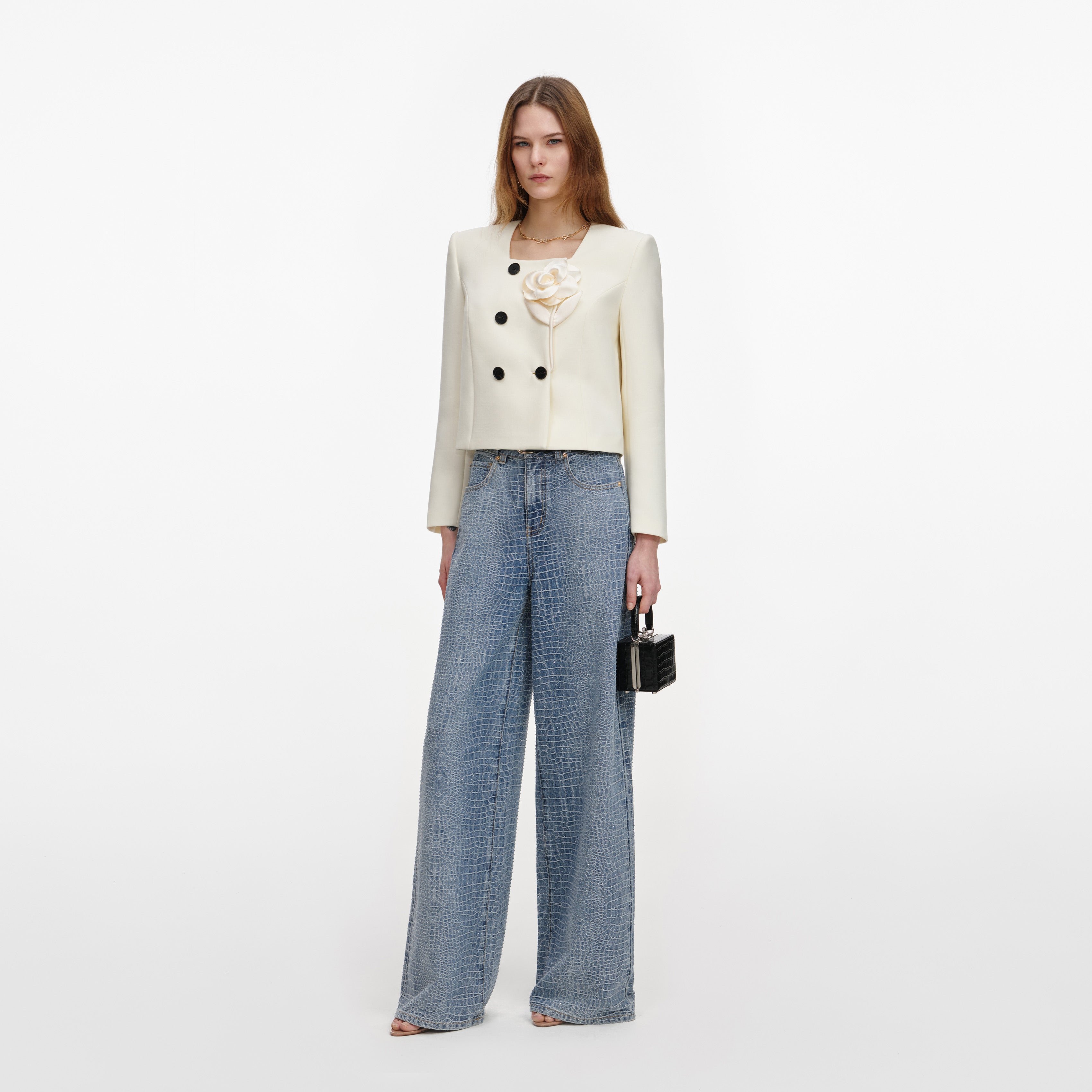 Cream 3D Flower Jacket