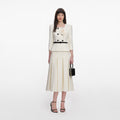 Cream 3D Flower Tailored Midi Dress