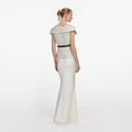 Check Boucle Satin Maxi Dress