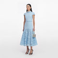 Blue Crepe Lace Midi Dress