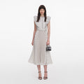 Cream Ramie Polka Dot Midi Dress