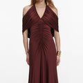Brown Jersey Drape Midi Dress