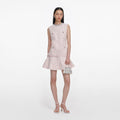Pink Sequin Boucle Belted Mini Dress