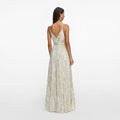 Yellow Metallic Chiffon Maxi Dress