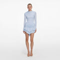 Blue Jersey Gathered Mini Dress