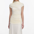 Yellow Jersey Draped Maxi Dress