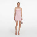 Pink Crepe 3D Sequin Flower Mini Dress