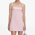 Pink Crepe 3D Sequin Flower Mini Dress