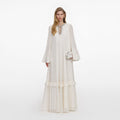 Cream And Gold Chiffon Maxi Dress