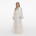 Cream And Gold Chiffon Maxi Dress