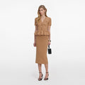 Camel Knit Peplum Midi Dress