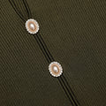 Khaki Pointelle Knit Midi Dress