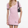 Pink Pointelle Knit Mini Dress