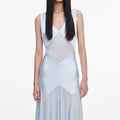 Blue Satin Jersey Maxi Dress