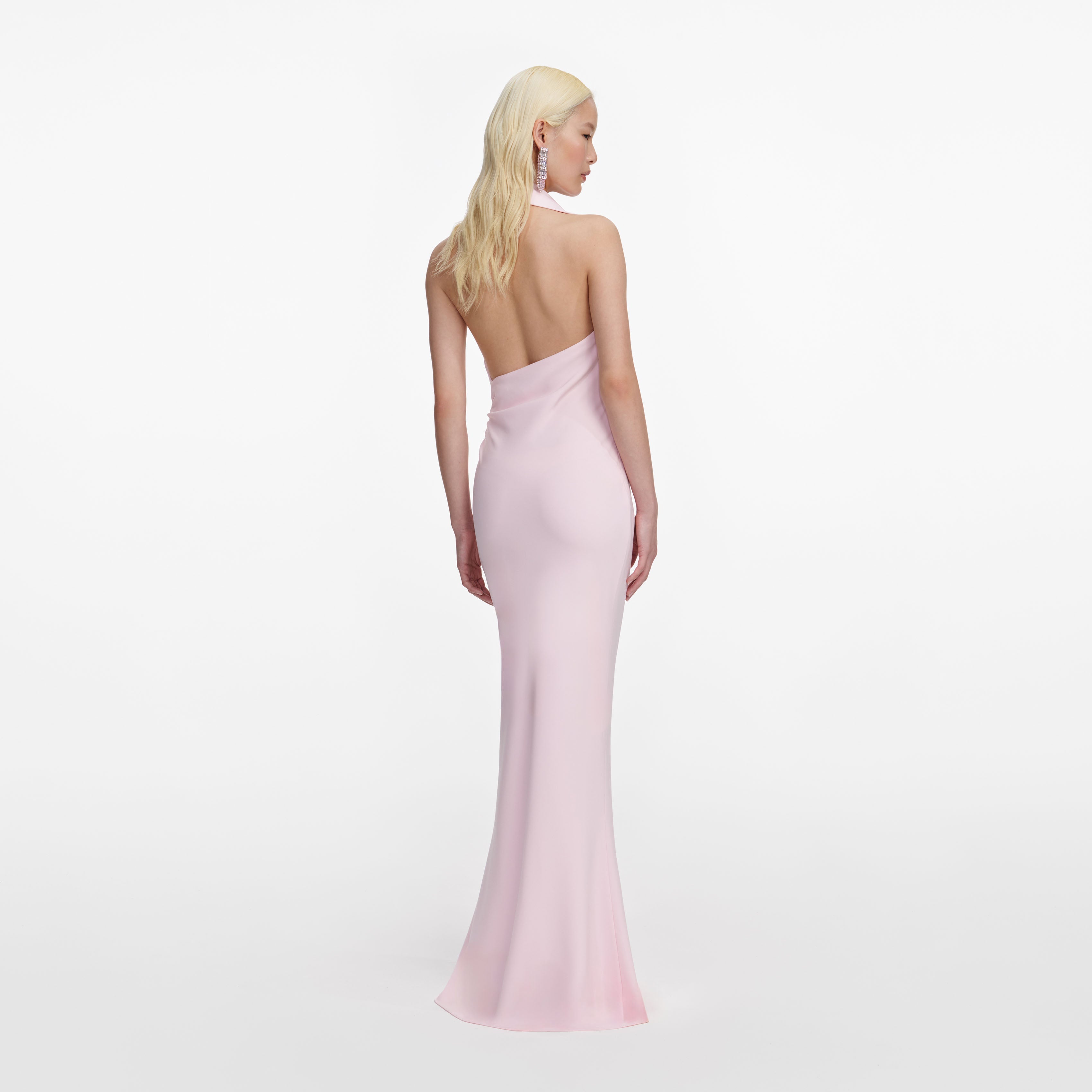 Pink Crepe Halter Neck Maxi Dress
