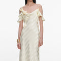 Yellow Satin Striped Maxi Dress