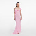 Pink Georgette Frill Maxi Dress