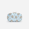 Blue Satin Multi Crystal Clutch Bag