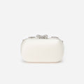 Cream Satin Multi Crystal Clutch Bag