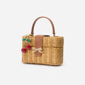 Rattan Cherry Charm Mini Basket Bag