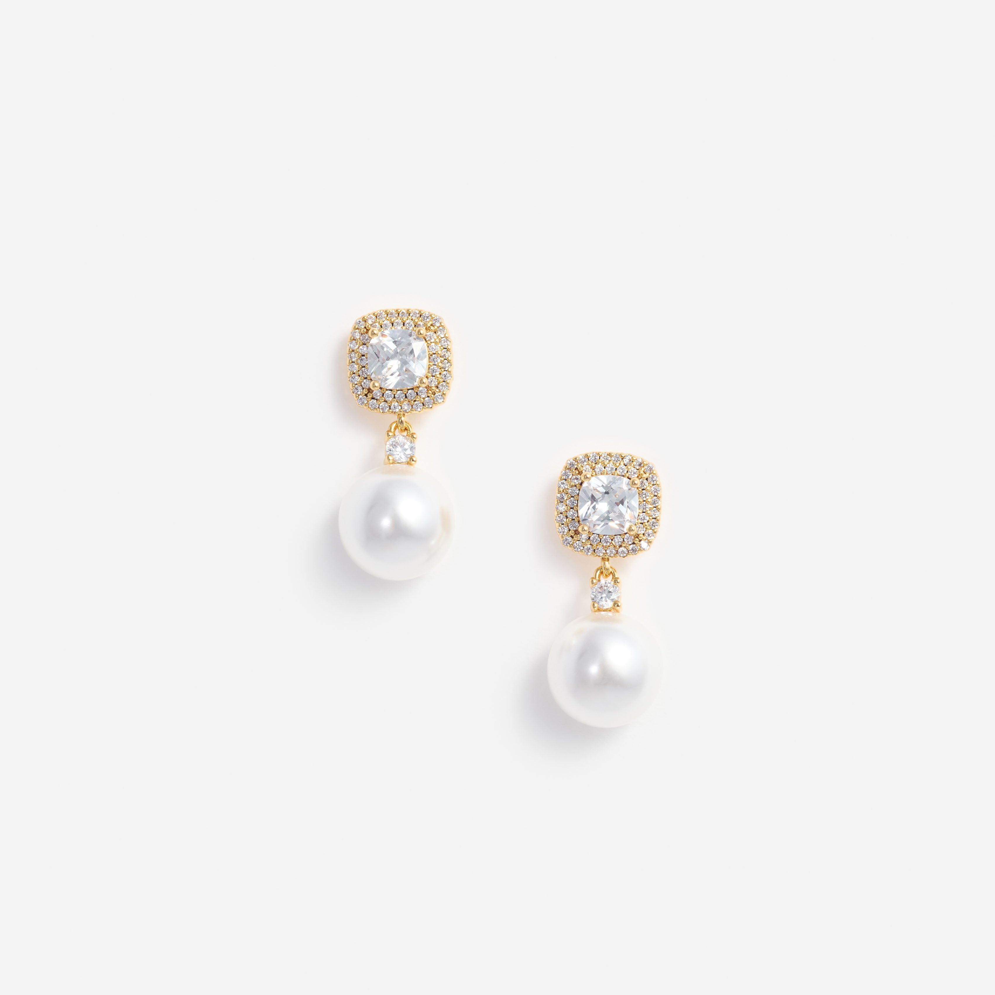 Gold Crystal Pearl Earrings