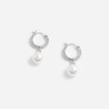 Crystal Pearl Drop Hoop Earrings