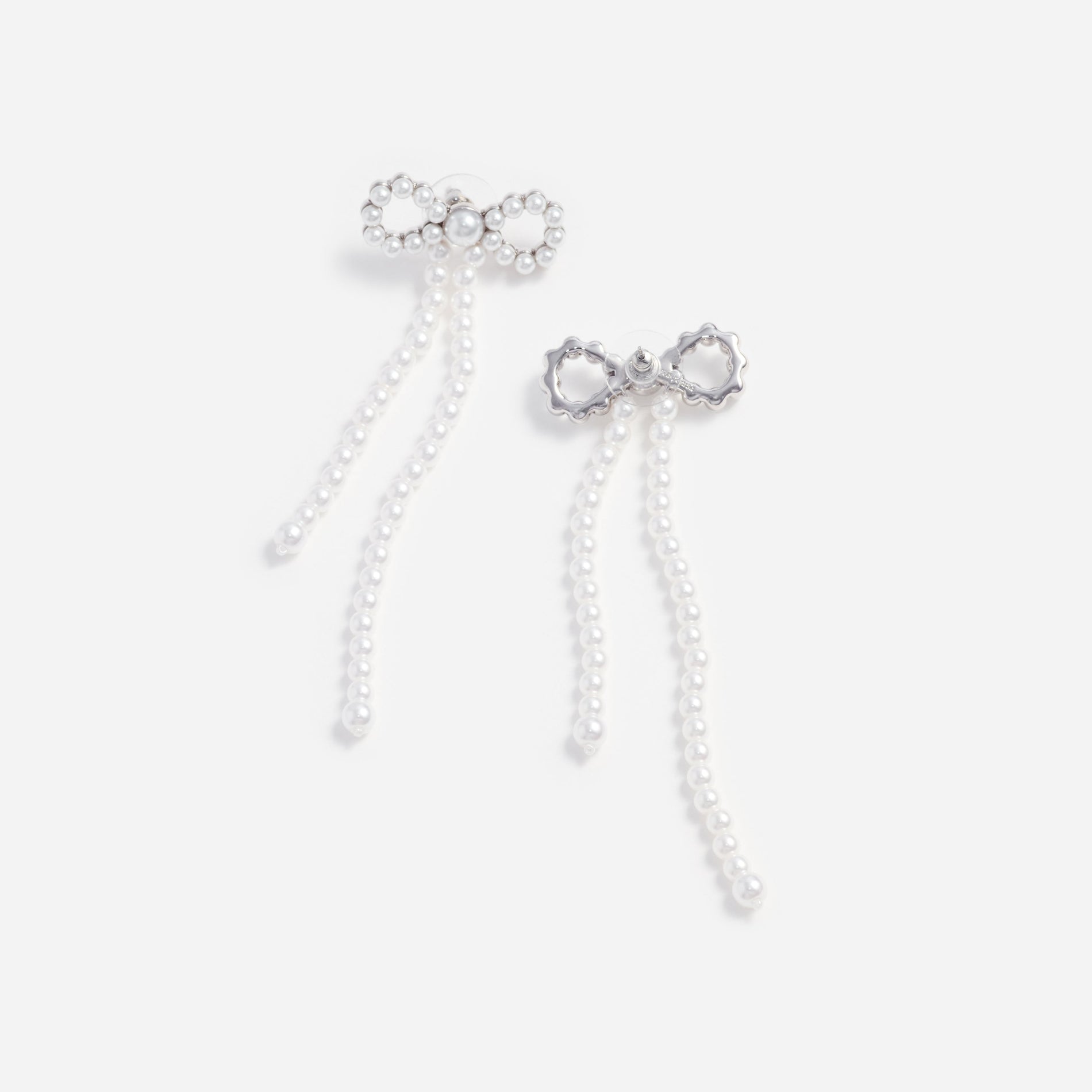 Pearl Bow Dangle Earrings