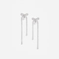 Crystal Bow Pearl Dangle Earrings