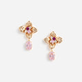 Gold Crystal Embellished Flower Earrings
