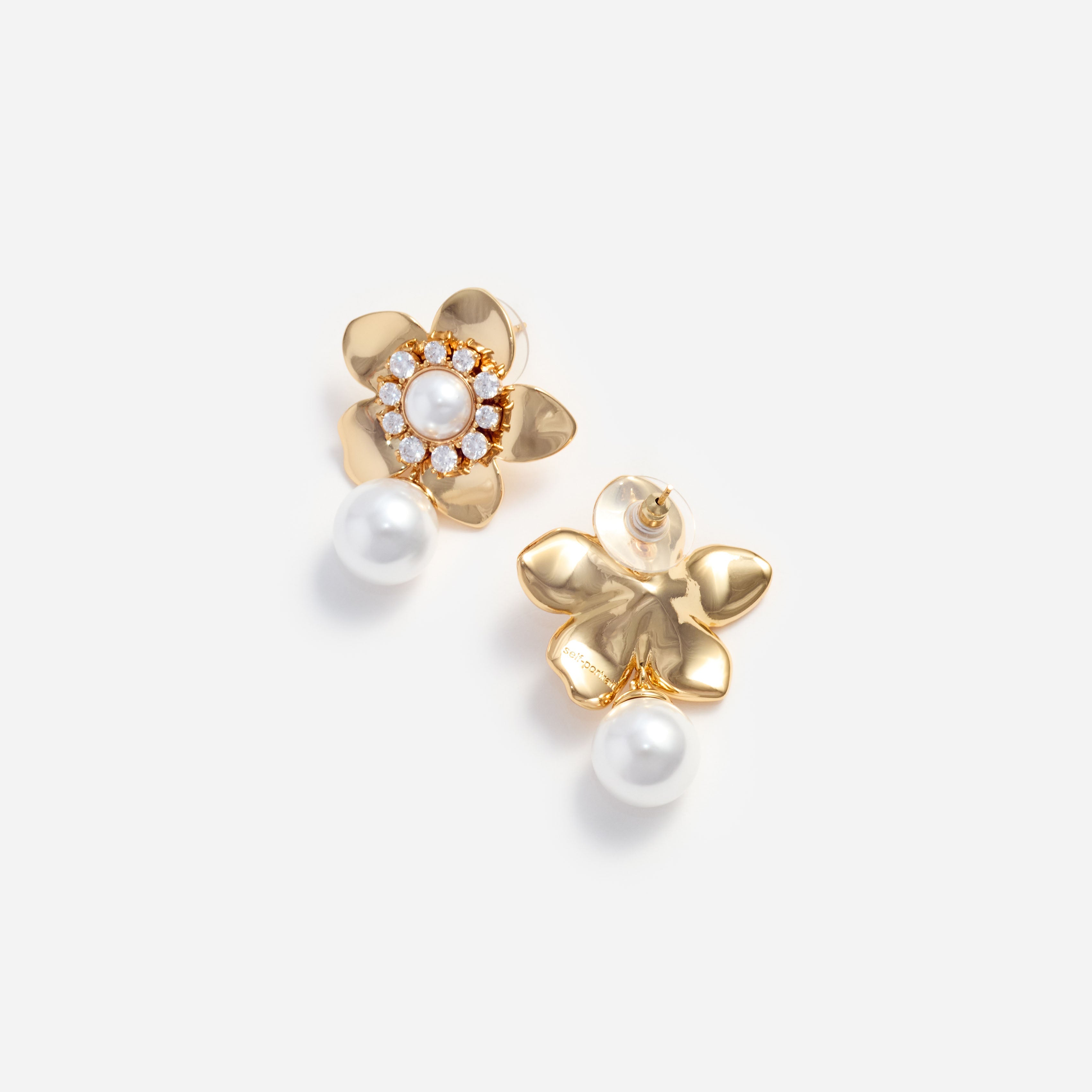 Gold Flower Pearl Earrings