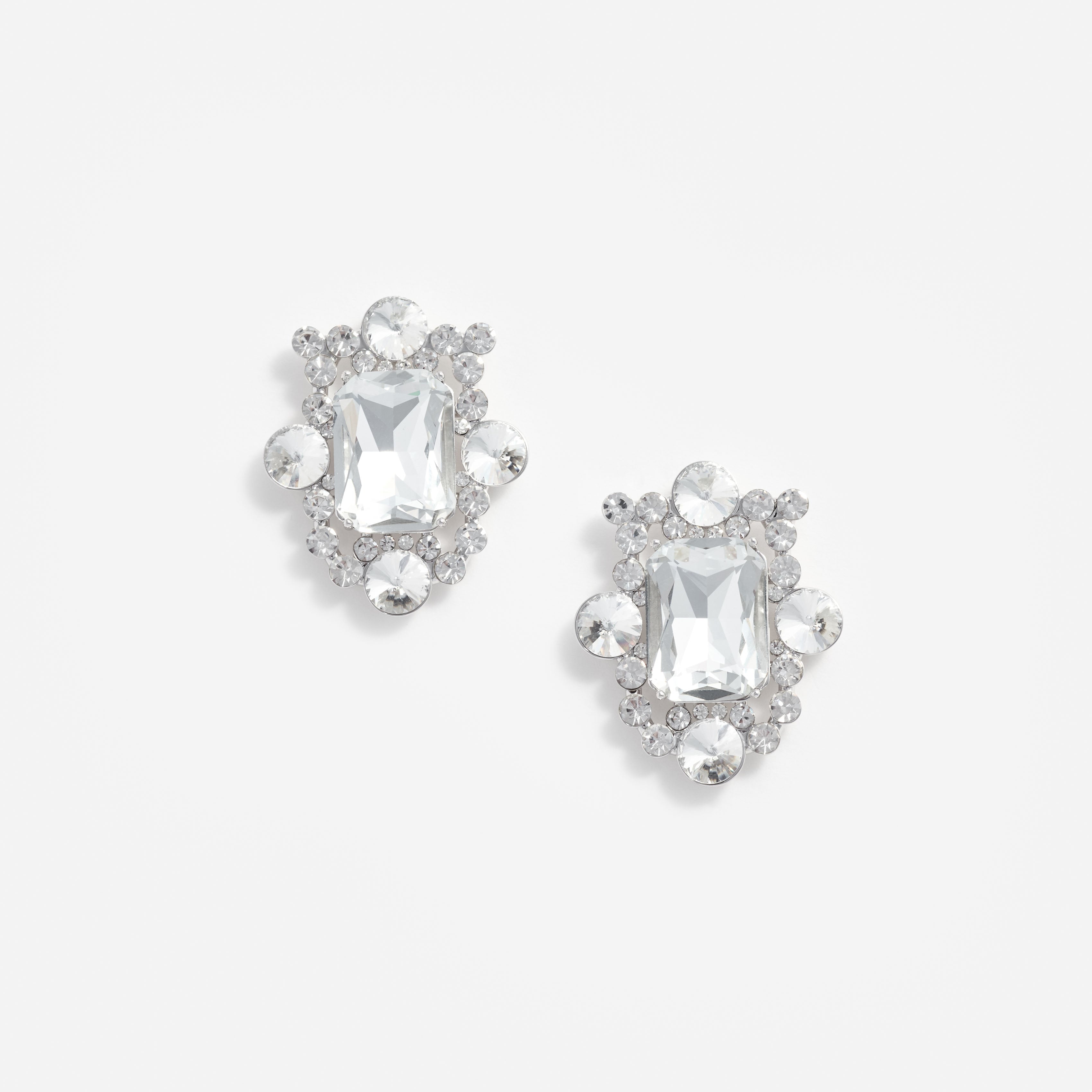 Silver Crystal Cluster Earrings