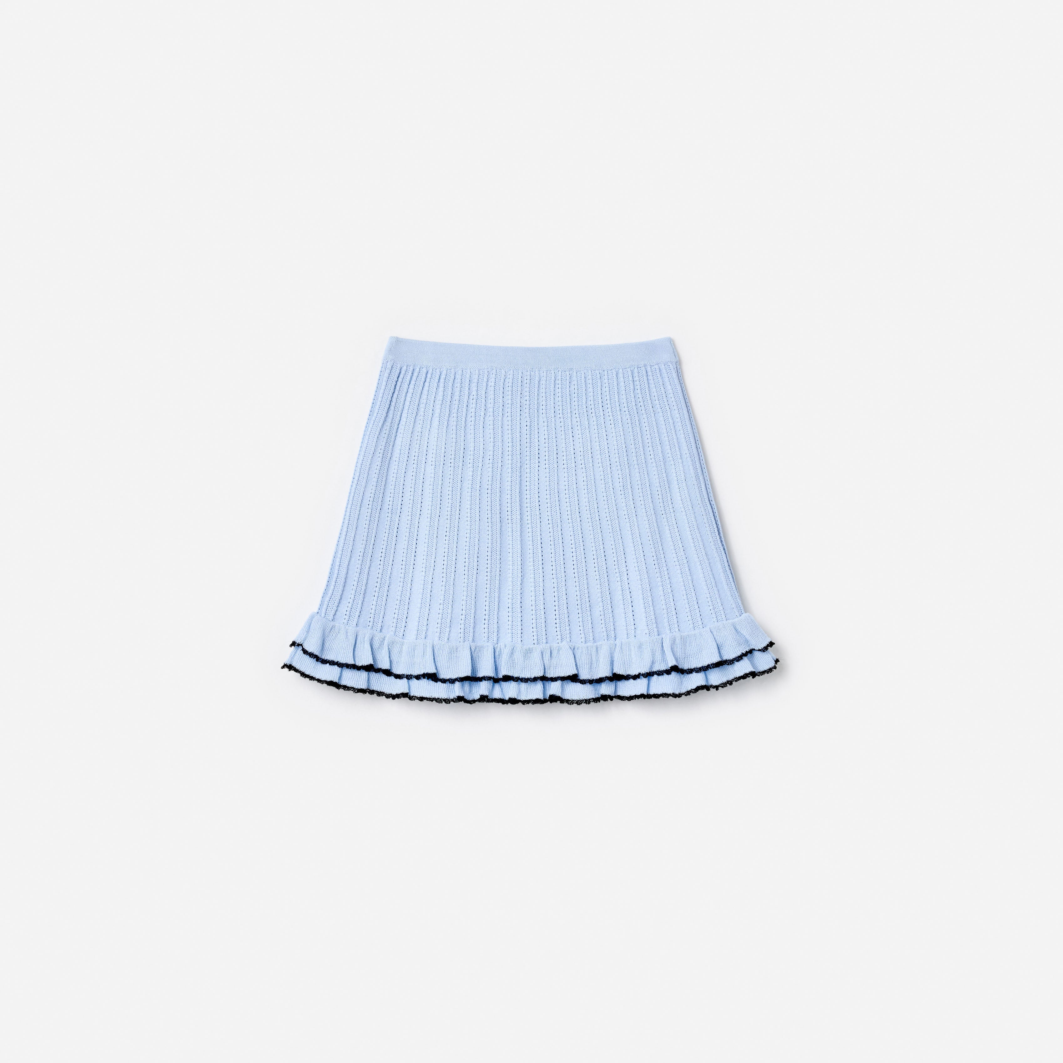 Blue Frill Trim Knit Skirt