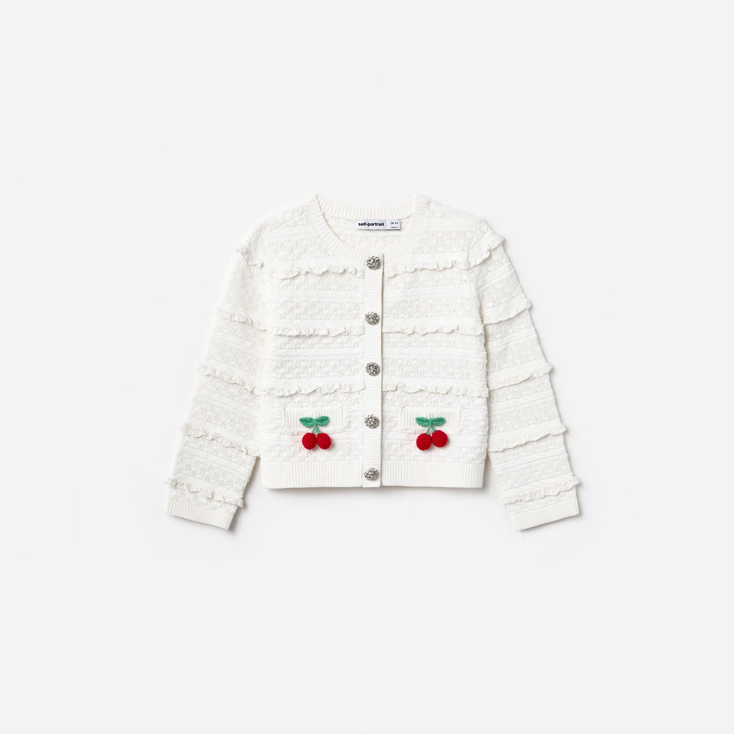 Cream Cherry Motif Cardigan