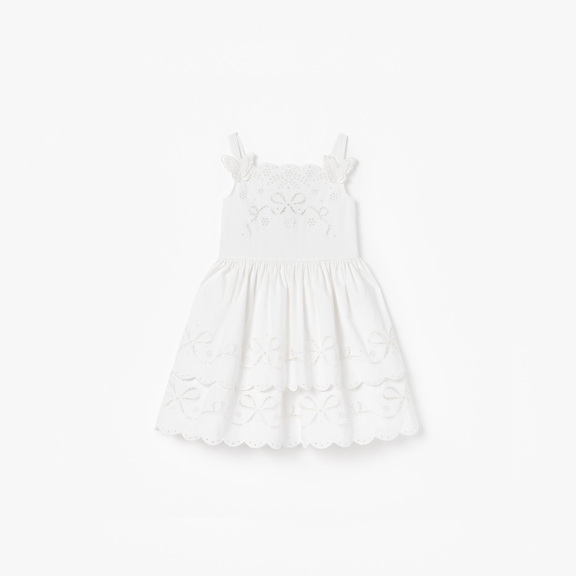 White Cotton Embroidered Dress