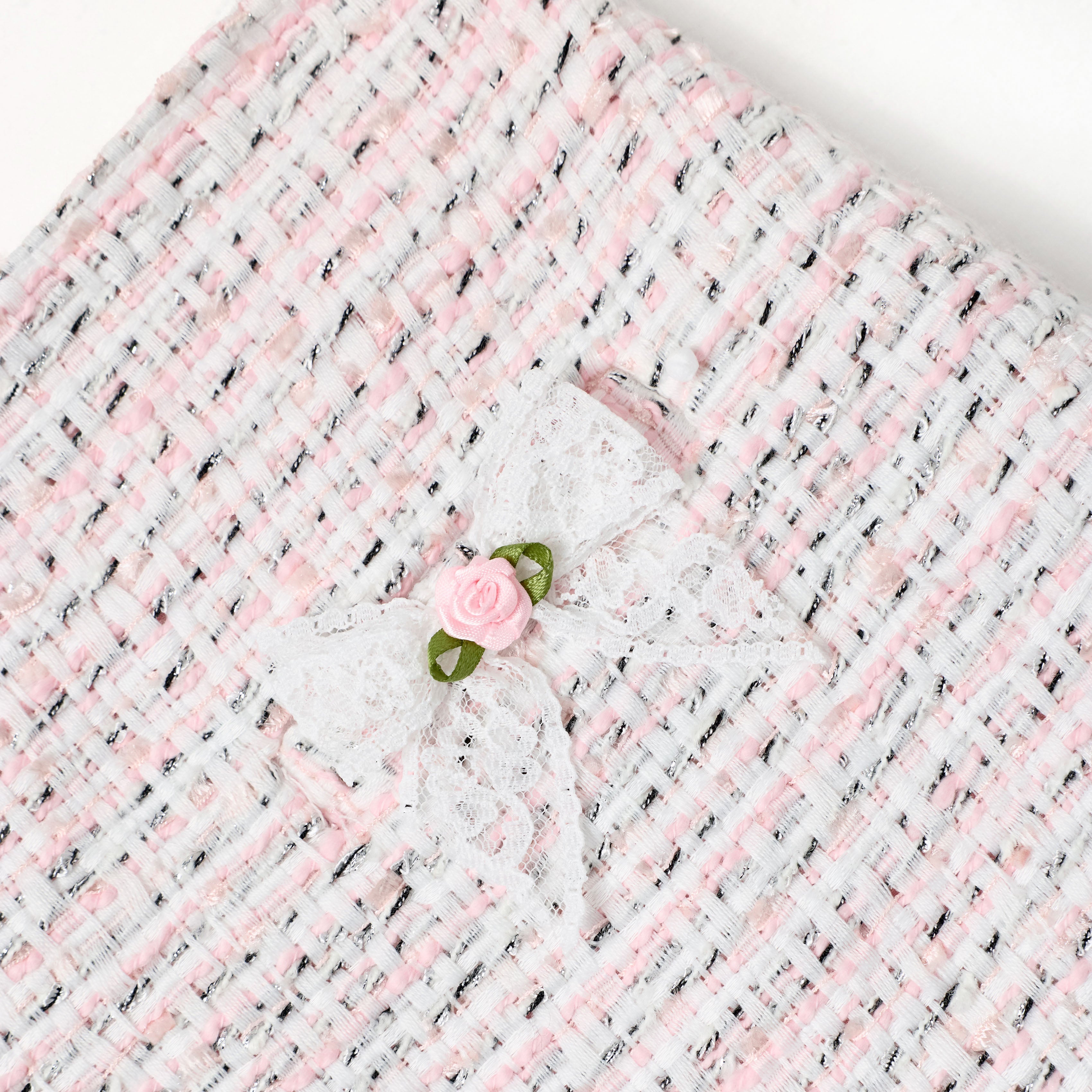 Pink Boucle Lace Bow Skirt