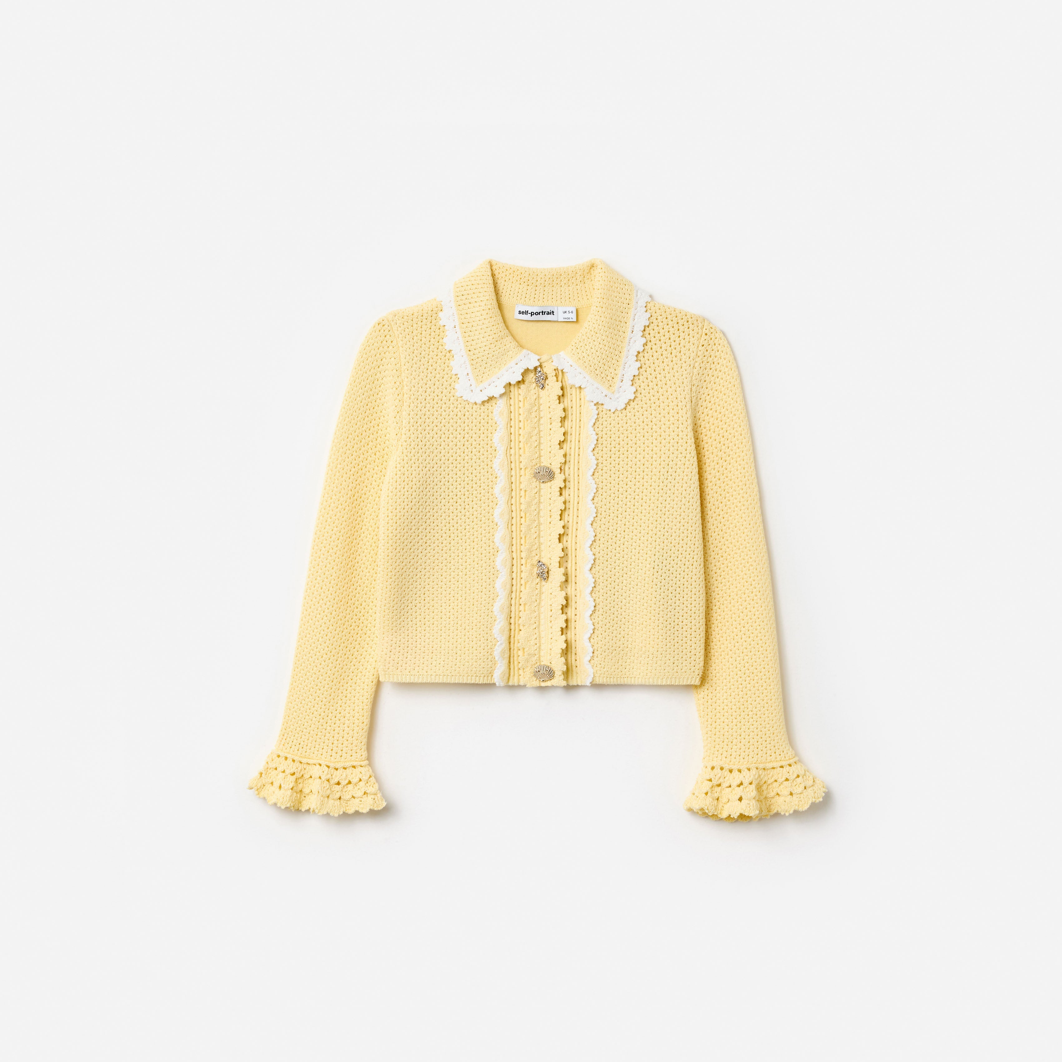Yellow Pointelle Frill Cardigan