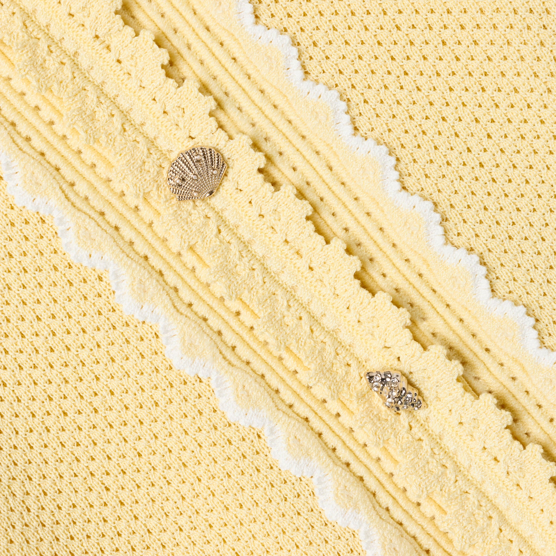 Yellow Pointelle Frill Cardigan